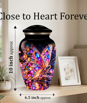 Personalized Adult Cremation Urn for Ashes, Jeweled Butterfly Memorial Urn, Custom Butterfly Urn