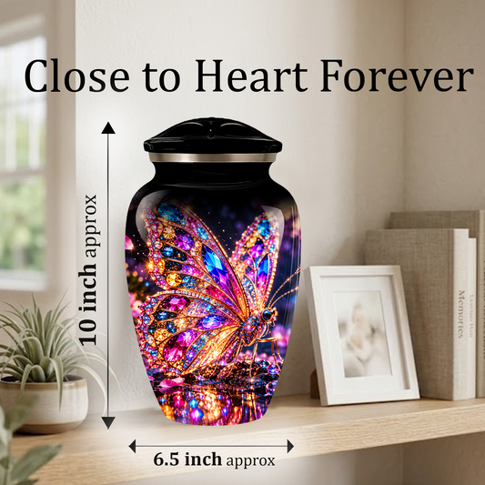 Personalized Adult Cremation Urn for Ashes, Jeweled Butterfly Memorial Urn, Custom Butterfly Urn