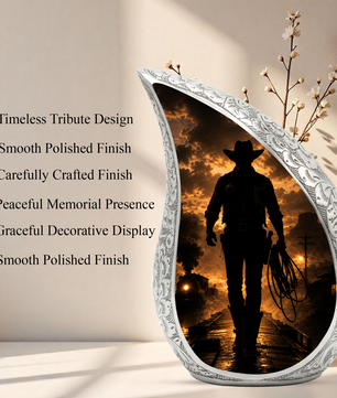 Western Cowboy Urn for Ashes, Cowboy Memorial Keepsake Urn