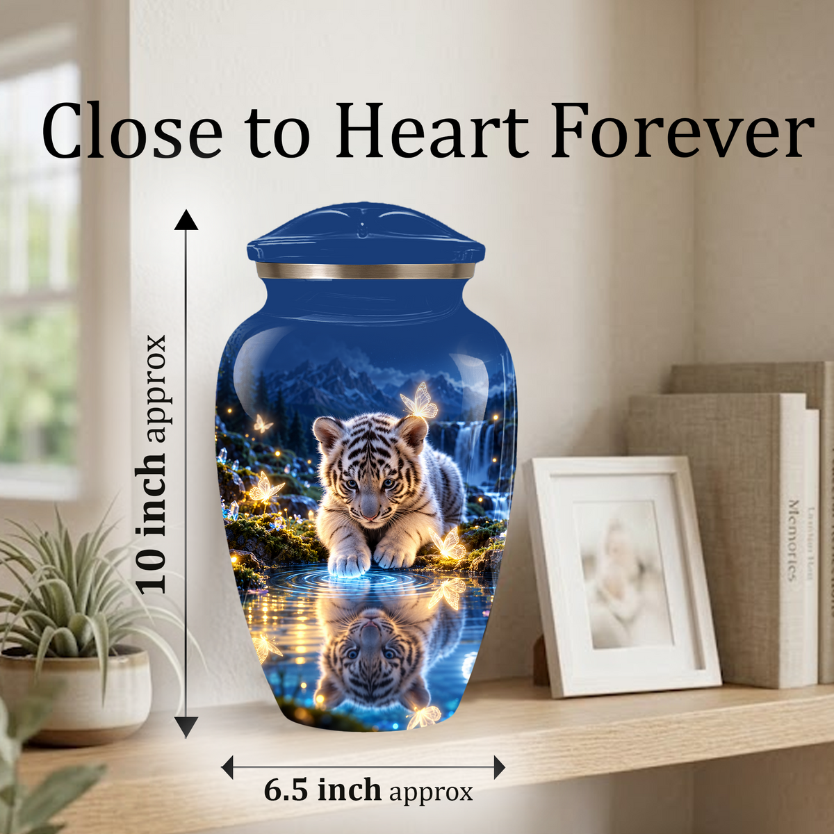 Personalized Adult Cremation Urn for Ashes, White Tiger Cub Memorial Urn, Custom Animal Urn