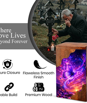 Butterfly Urn, Wooden Cremation Urn for Human Ashes