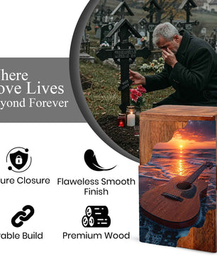 Guitar Cremation Urns for Human Ashes | Adult Urns for Ashes | Wooden Cremation Urn