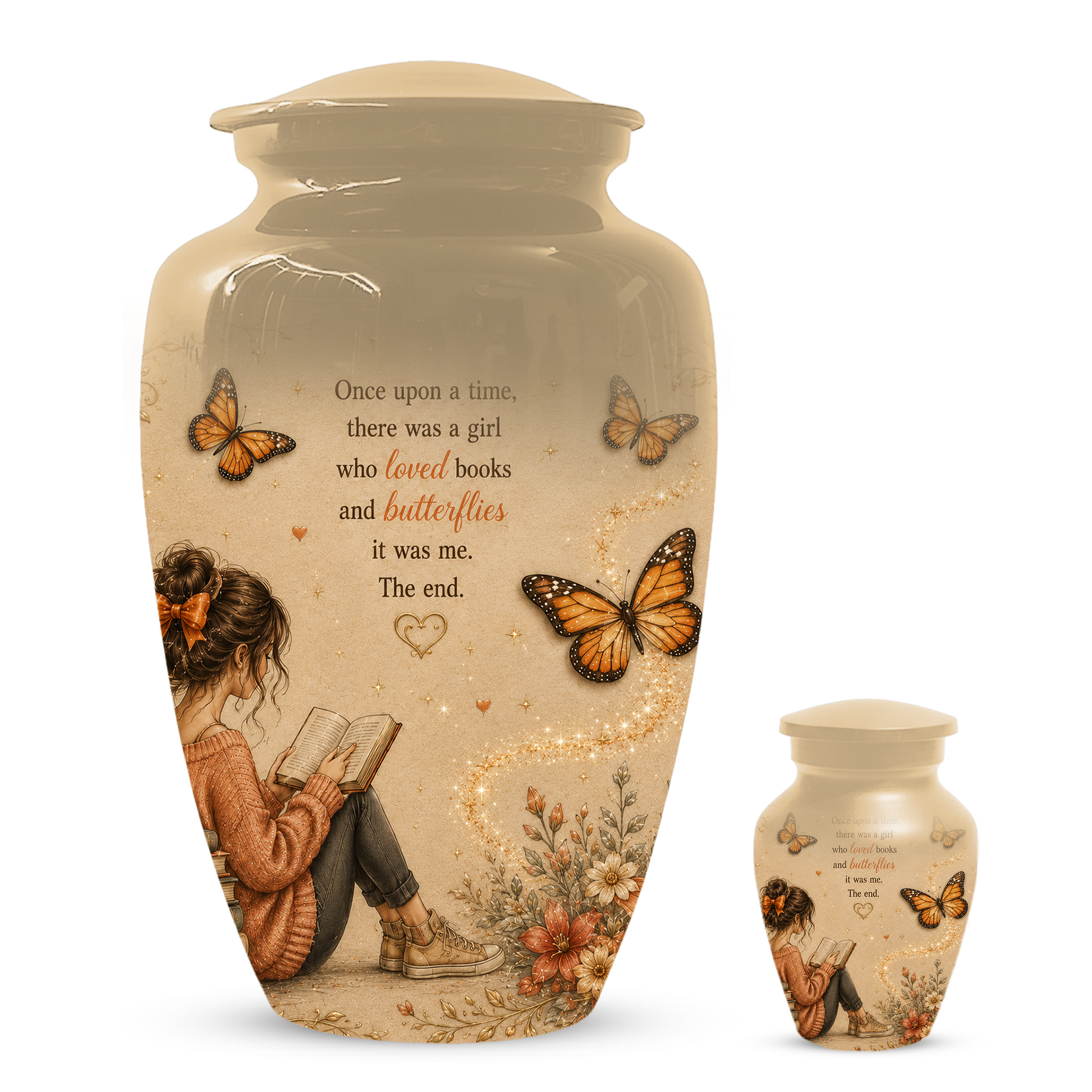Butterfly Memorial Urn for Mom - Book Lover Memorial Keepsake for Women