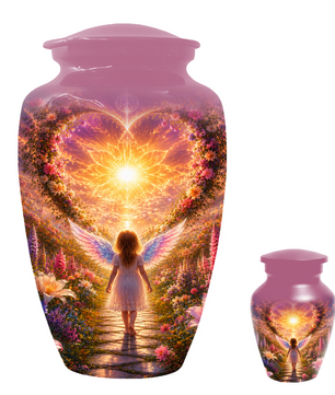 Angel Wing Cremation Urn for Mom - Heavenly Garden memorial urn for Women