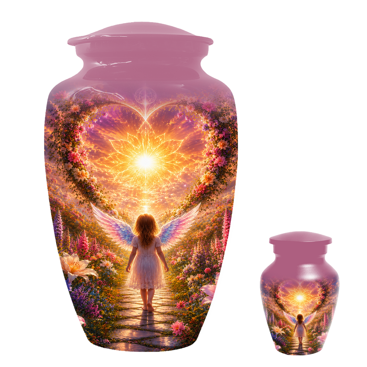 Angel Wing Cremation Urn for Mom - Heavenly Garden memorial urn for Women