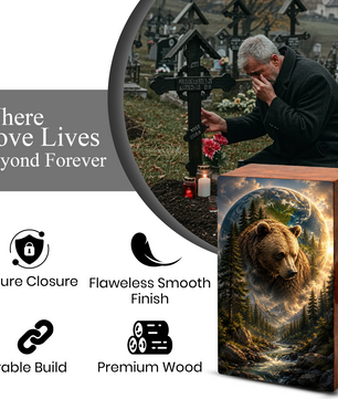 Bear Cremation Urn For Human Ashes - Animal Keepsake Urns For Male and Female