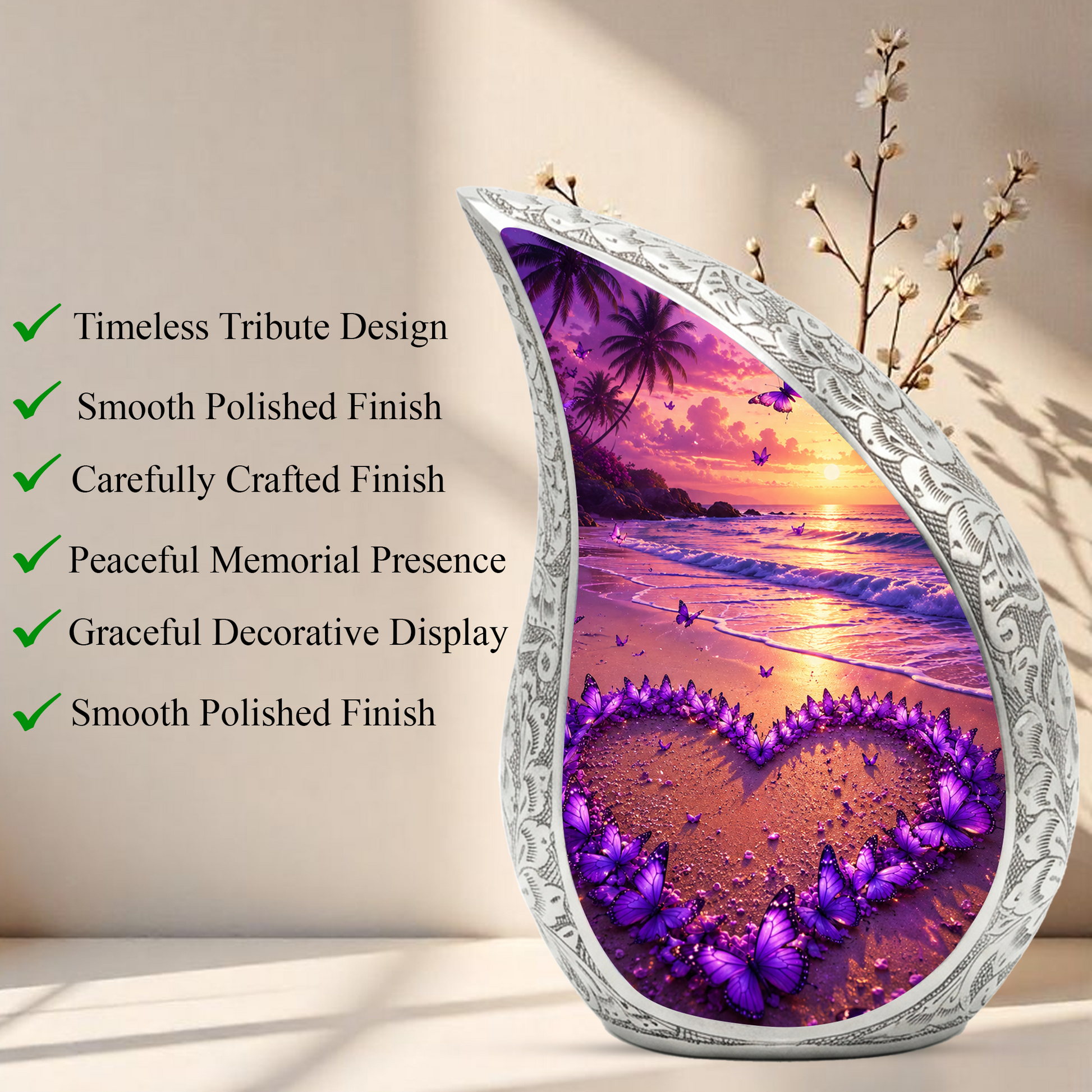 Beach Butterfly Urn for Human Ashes | Beach Urns, Ocean Wave Cremation Urn
