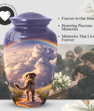Rainbow Bridge Dog Memorial Urn for Mom or Dad | Pet Memorial Cremation Urn for Human Ashes