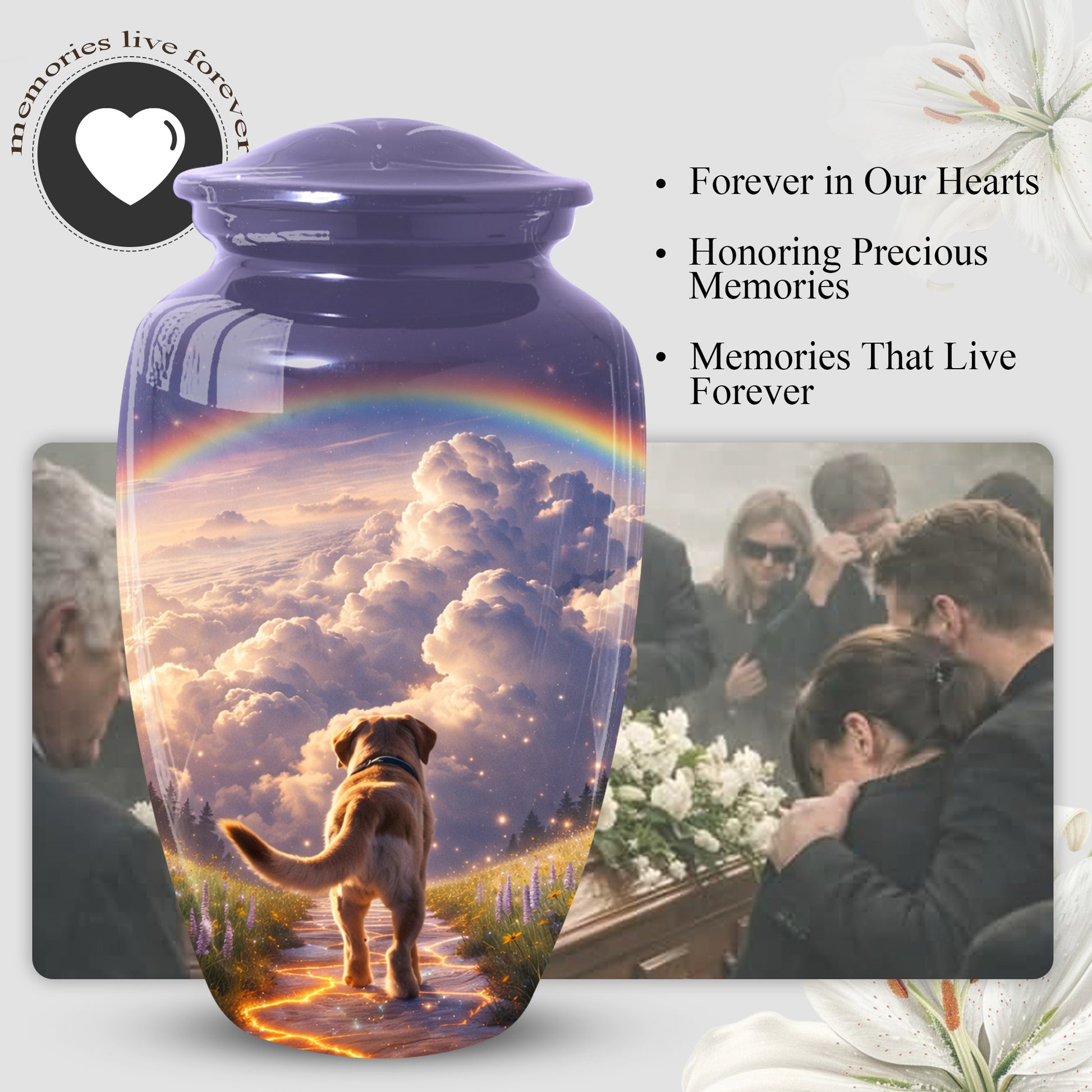Rainbow Bridge Dog Memorial Urn for Mom or Dad | Pet Memorial Cremation Urn for Human Ashes