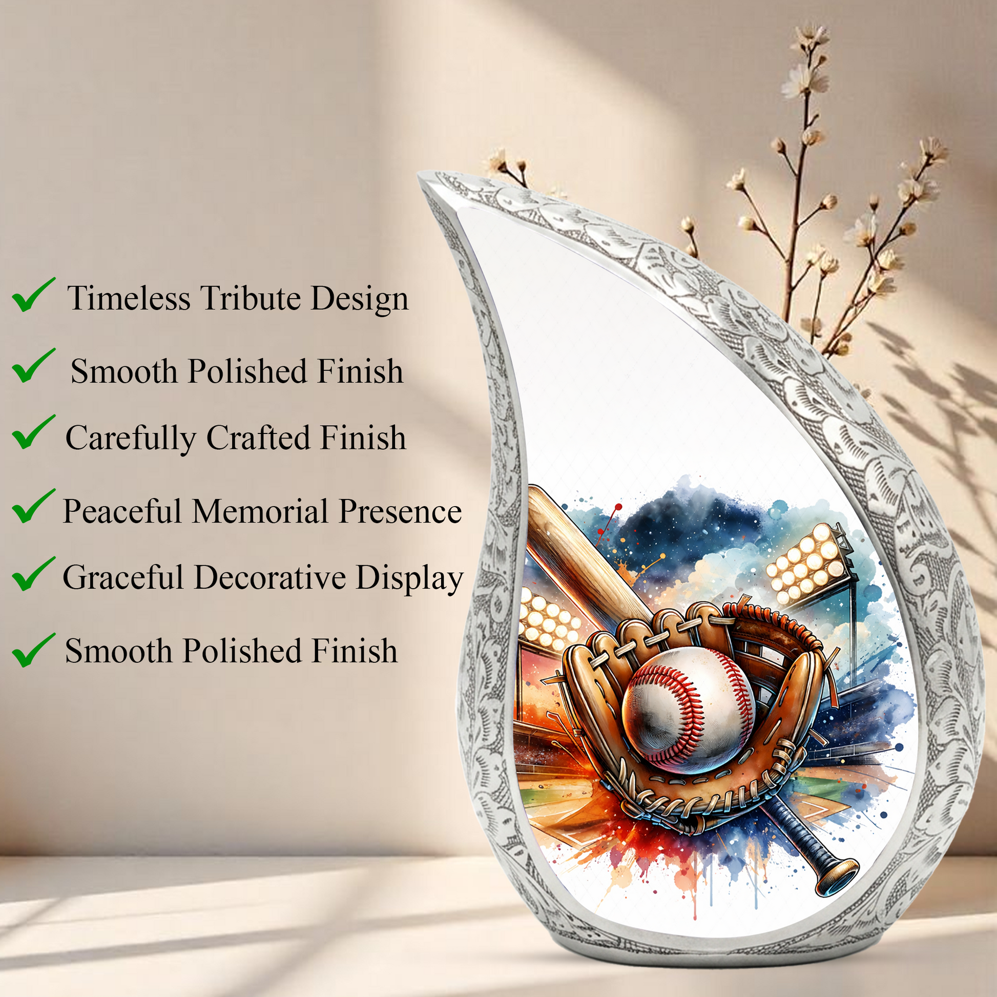 Personalized Urn for Dad, Baseball Memorial Urn