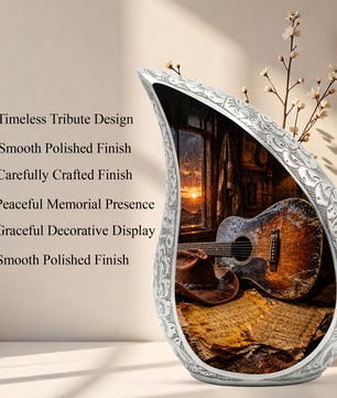 Country Guitar Cremation Urn for Dad – Rustic Memorial Urn for Father,