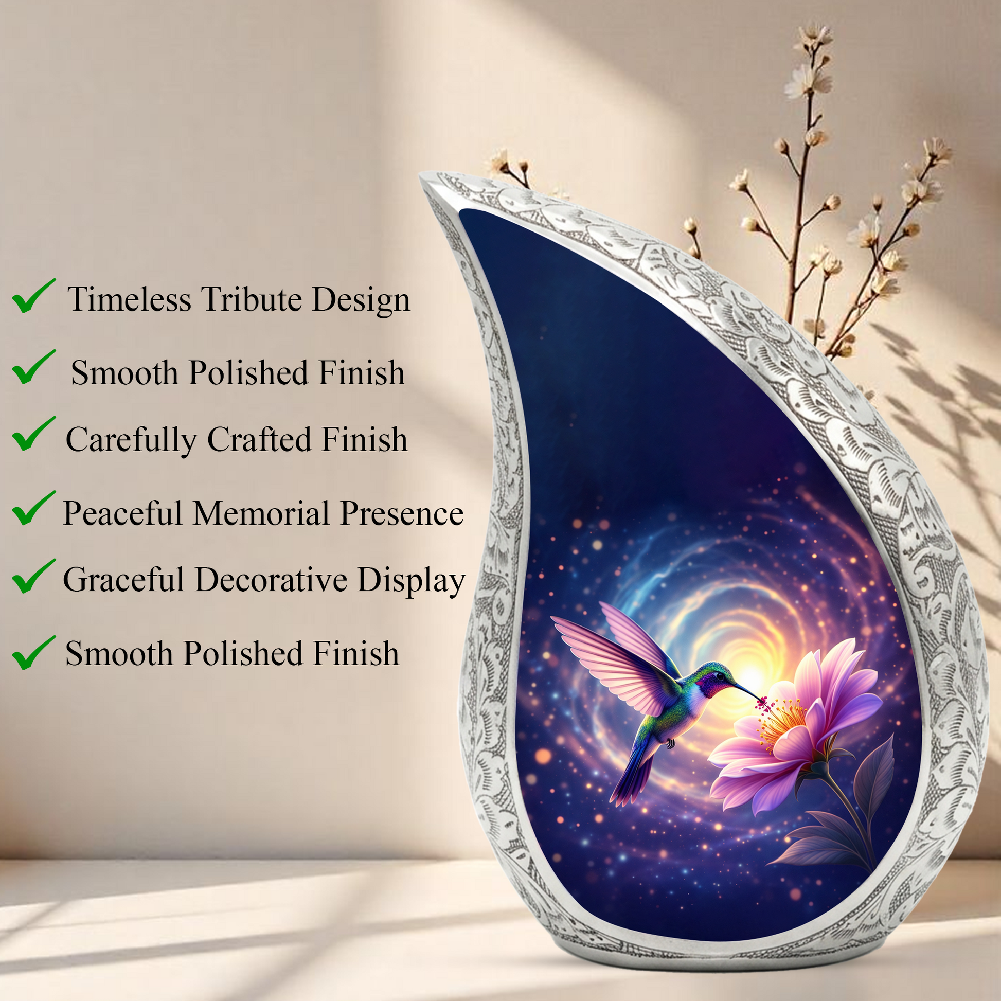 Hummingbird Adult Urn for Human Ashes – Premium Hummingbird Cremation Urn