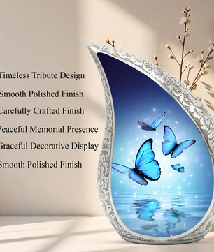 Blue Butterfly Urn for Human Ashes | Urn for Mom | Butterfly Cremation Urn