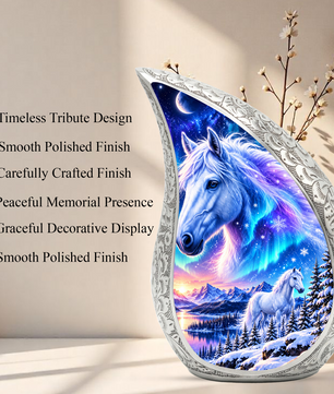 White Horse Cremation Urn for Ashes, Fantasy Horse Adult Memorial Urn