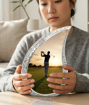 Golf Personalized Cremation Urn for Dad – Teardrop Style Aluminum Memorial Urn, 10 Inch
