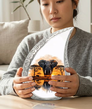 Personalized Urn for Dad, Elephant Memorial Adult Cremation Urn