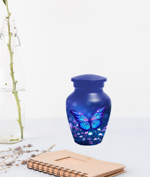 Blue Butterfly Urn for Ashes, Custom Butterfly Cremation Urn