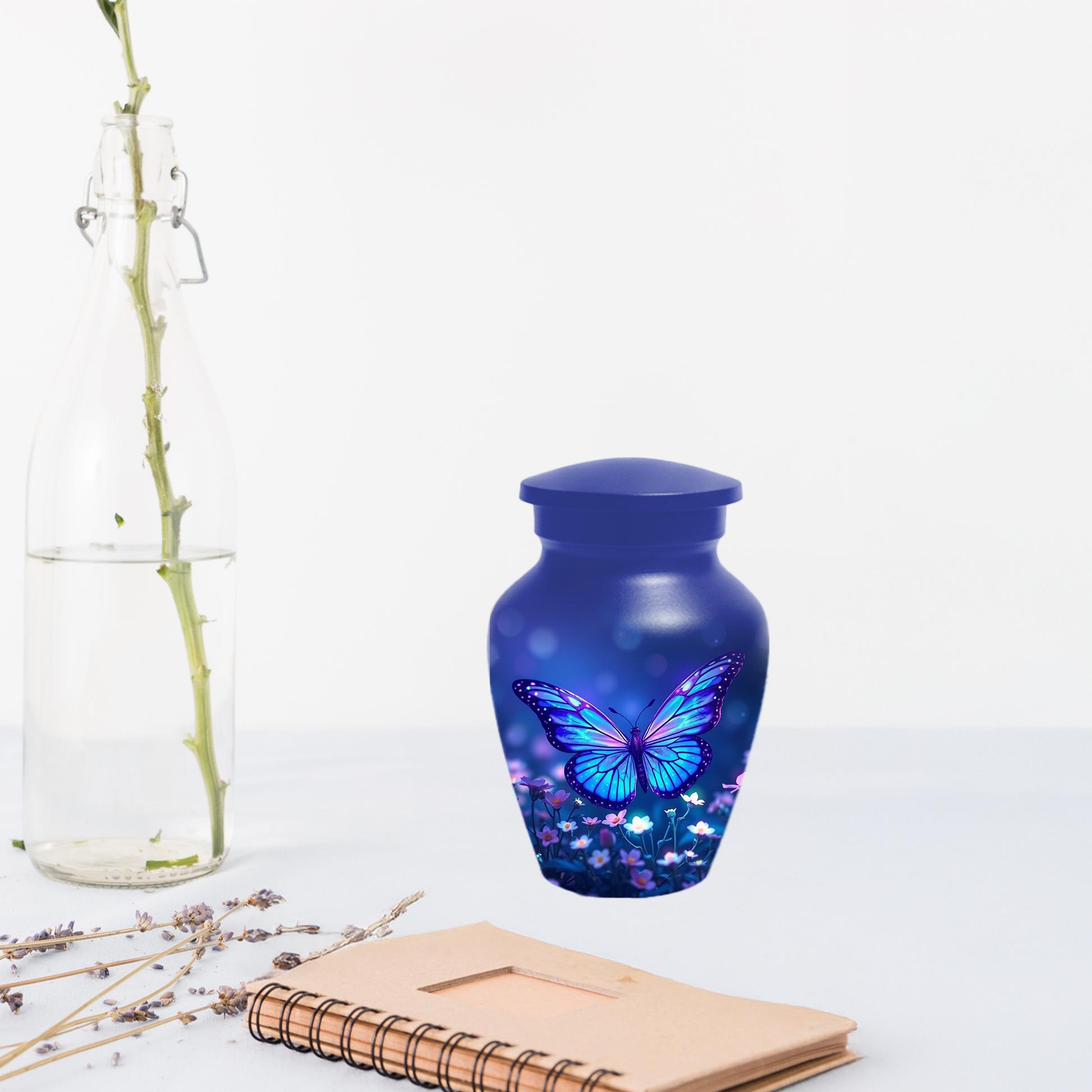 Blue Butterfly Urn for Ashes, Custom Butterfly Cremation Urn