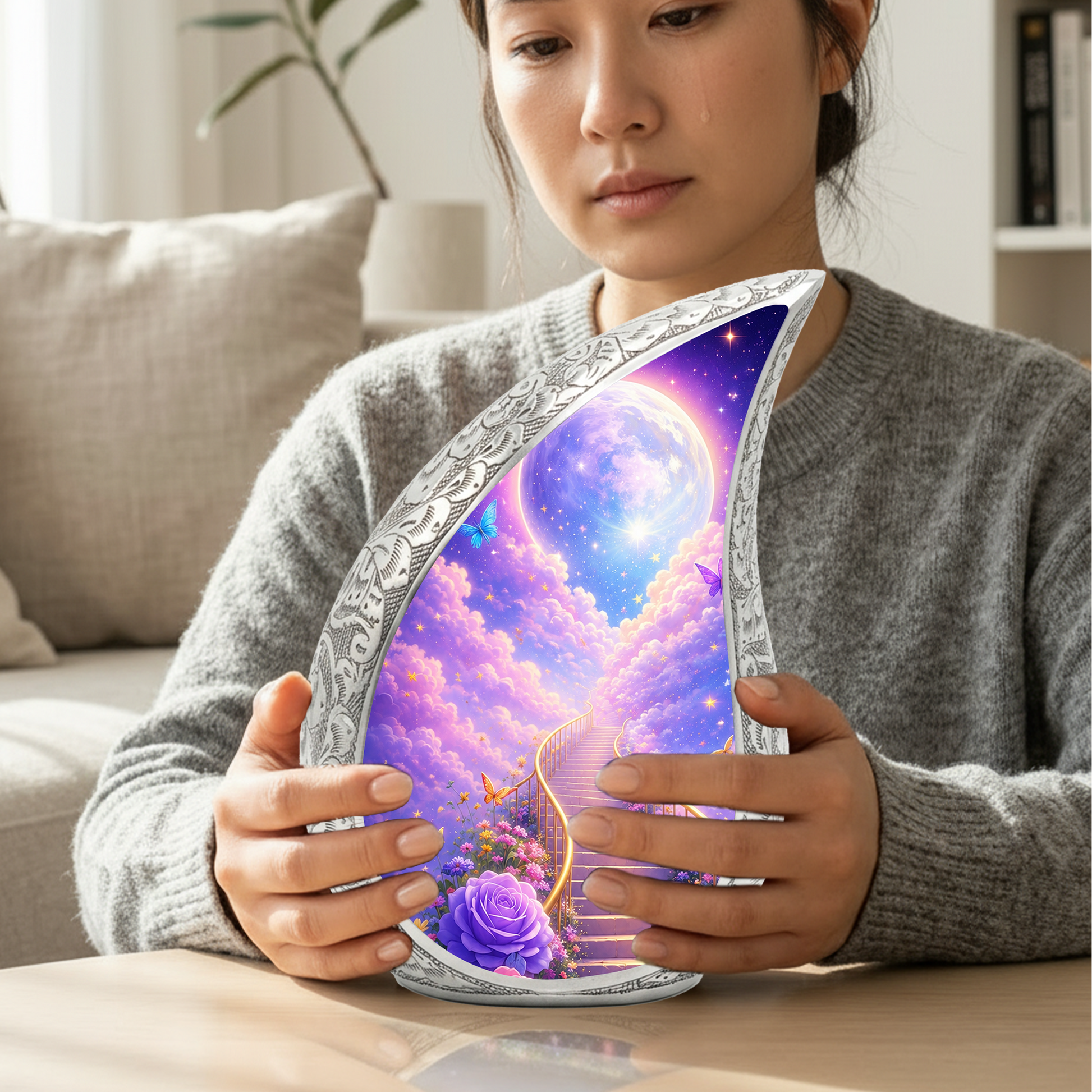 Heavenly Moon & Stairway Cremation Urn for Adult Ashe