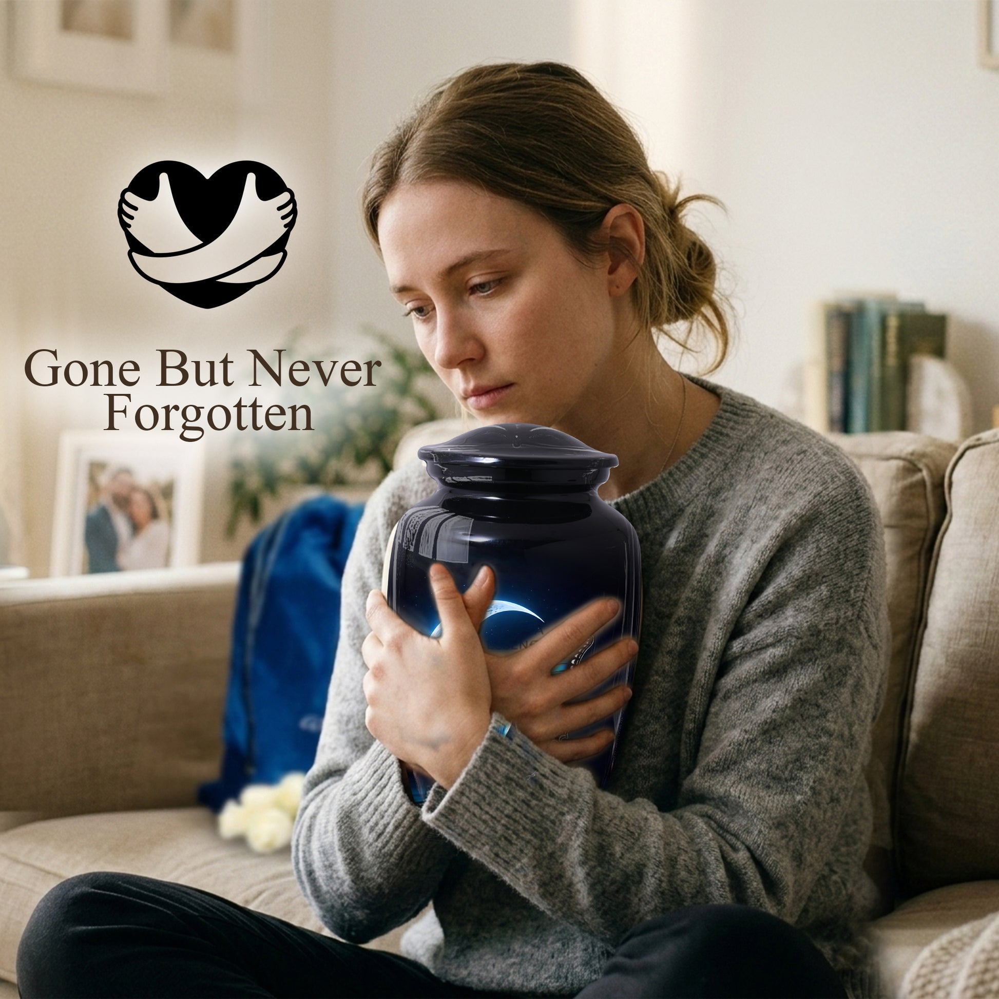 Blue Butterfly Urn for Mom with Moon | Butterfly Cremation  Large Urn for Ashes