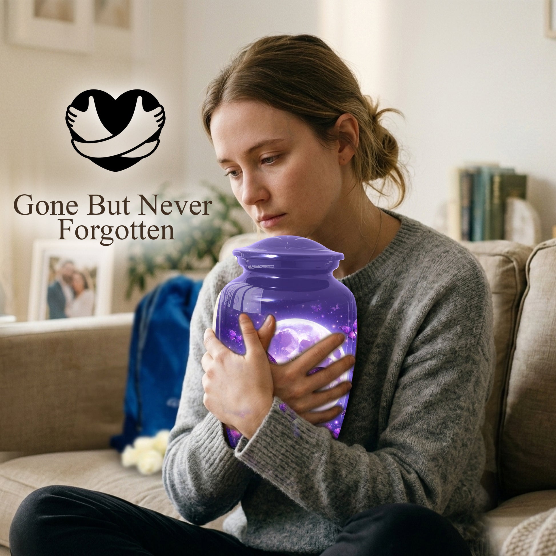 Purple Moon Butterfly Large  Urn for Mom | Butterfly Cremation Urn for Ashes