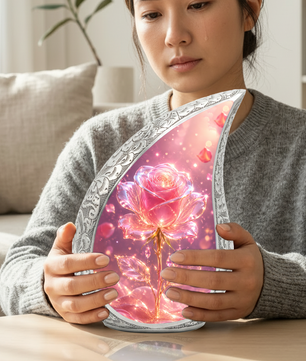 Pink Rose Urn for Mom | Beautiful Urns for Women | Cremation Urn for Mom