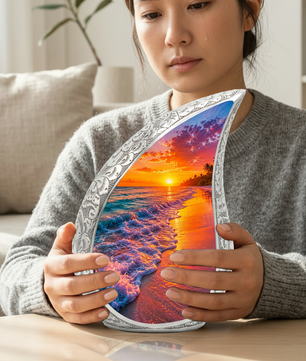 Beach Sunset Urn for Human Ashes | Ocean Sunset Beach Cremation Urn