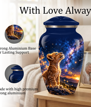 Personalized Cat Cremation Urn for Ashes, Galaxy Cat Adult Memorial Urn, Custom Pet Urn