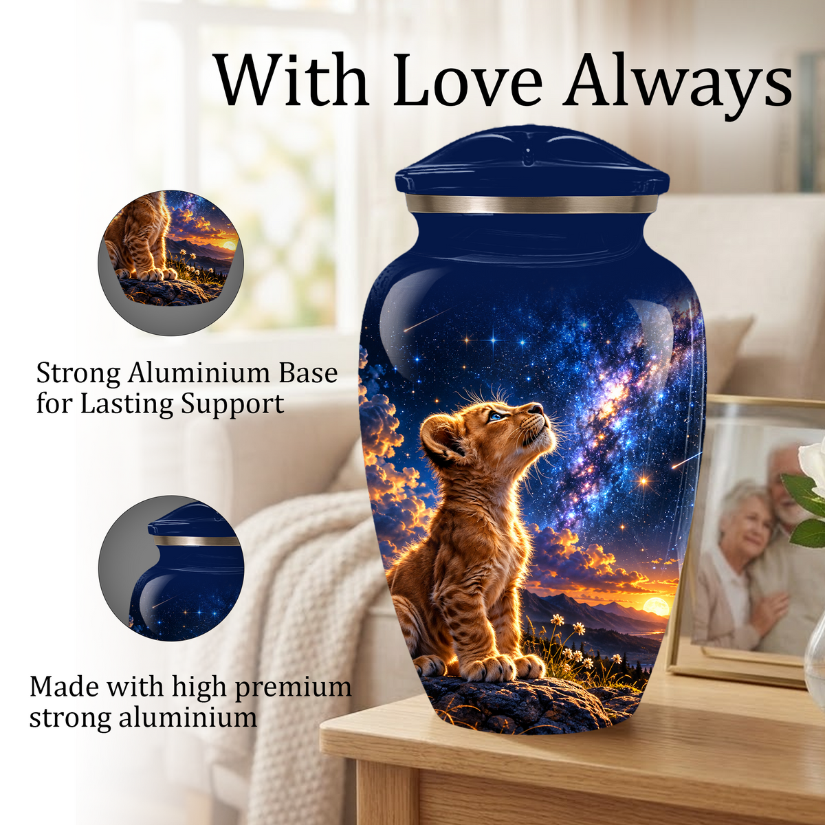 Personalized Cat Cremation Urn for Ashes, Galaxy Cat Adult Memorial Urn, Custom Pet Urn