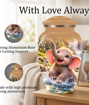 Cute Elephant Cremation Urn for Ashes | Personalized Elephant Memorial Urn | Baby Elephant Urn