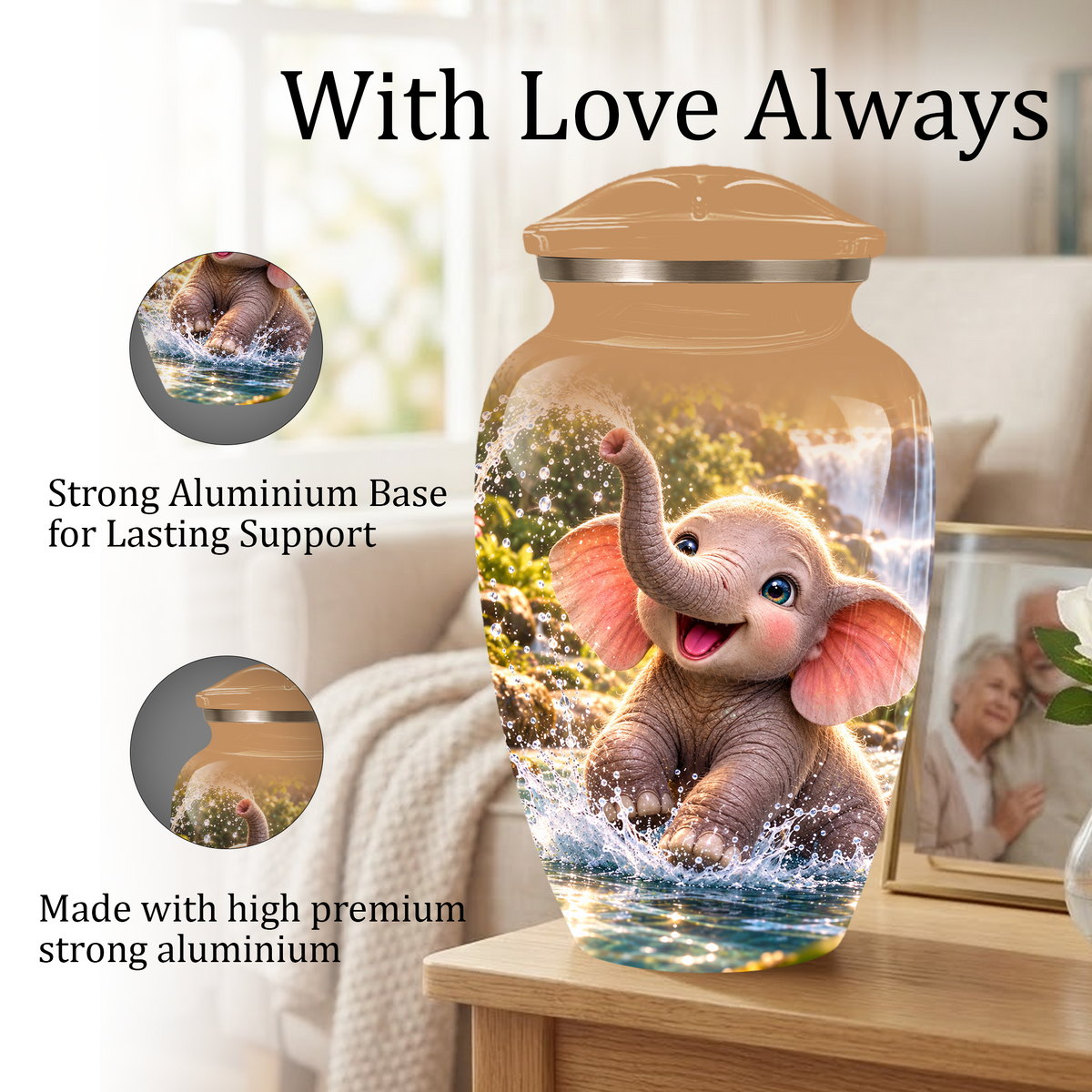 Cute Elephant Cremation Urn for Ashes | Personalized Elephant Memorial Urn | Baby Elephant Urn