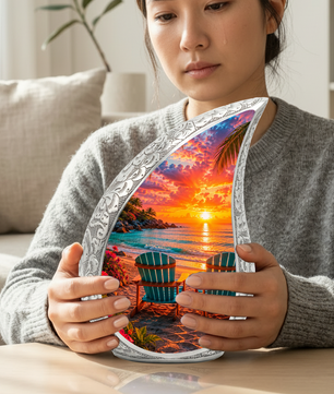 Beach Sunset Adult Cremation Urn for Mom, Dad, Women & Men, Tropical Memorial Urn for Ashes