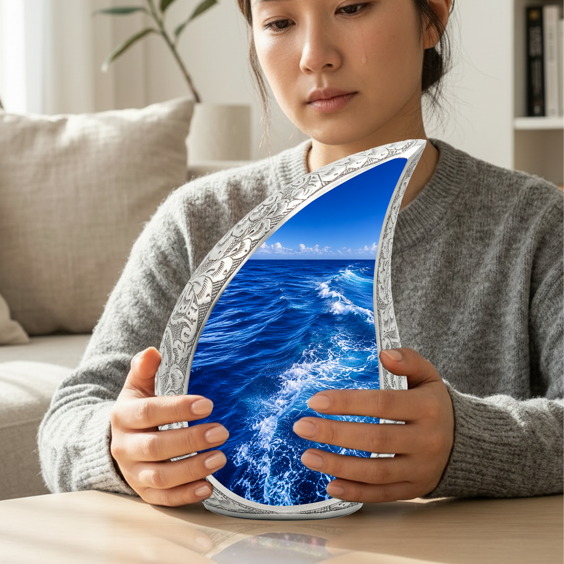 Ocean Wave Urn for Ashes, Personalized Beach Cremation Urn for Mom & Dad