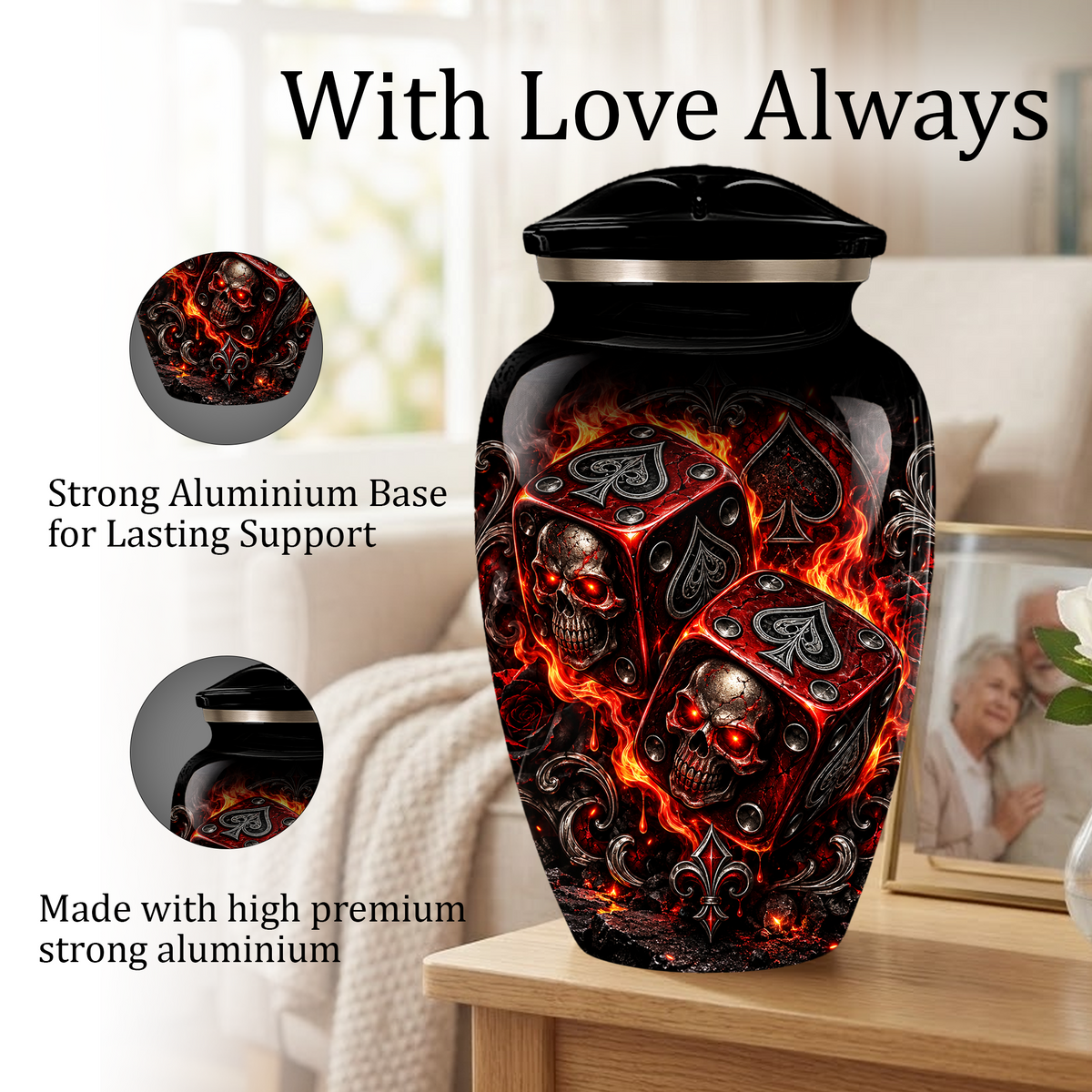 Skull Dice Cremation Urn for Ashes | Personalized Adult Memorial Urn