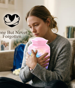 Angel Wings Urn for Mom, Rainbow Memorial Large Urn,Cremation Urn for Mama