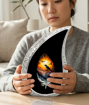 Feather Memorial Urn for Mom – Personalized Cremation Urn for Human Ashes | Beautiful Urns for Women