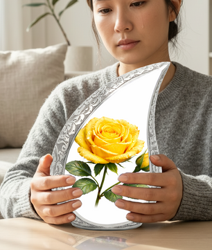 Yellow Rose Urn for Mom | Floral Urn for Human Ashes