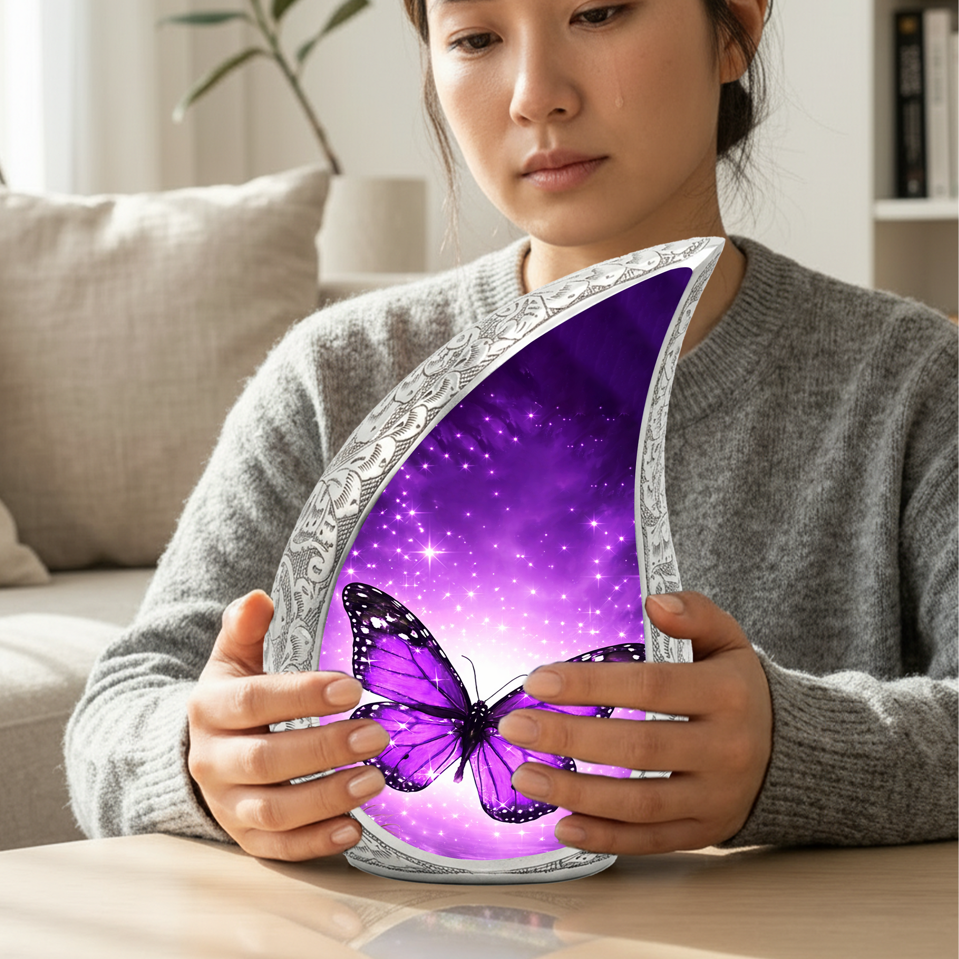 Purple Butterfly Urn for Human Ashes | Butterfly Urn | Urn for Mom