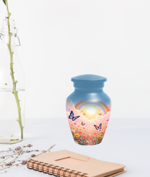 Rainbow Butterfly Urn for Ashes, Custom Memorial Cremation Urn