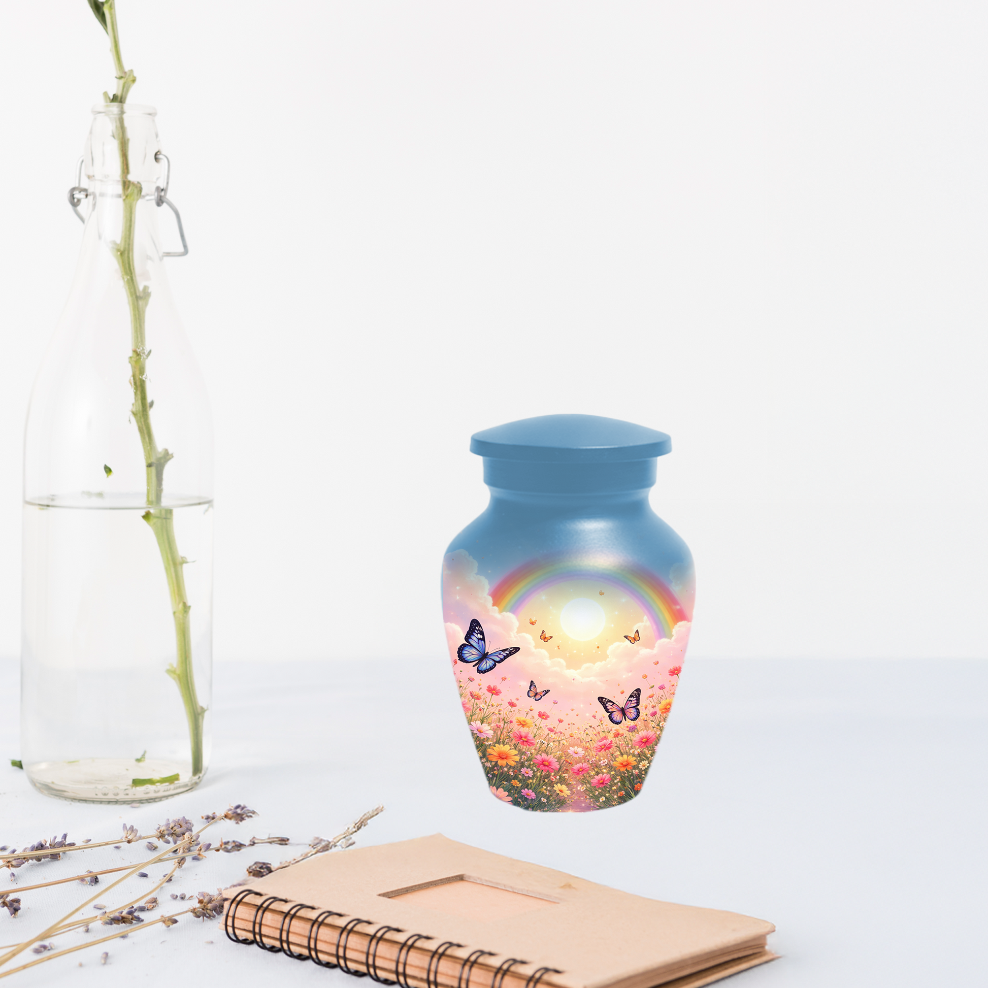 Rainbow Butterfly Urn for Ashes, Custom Memorial Cremation Urn