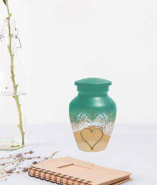 Beach Urn for Ashes, Custom Ocean Cremation Urn, Heart in Sand Memorial Urn
