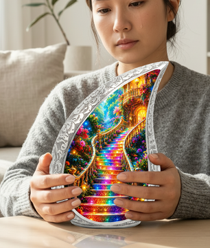 Rainbow Stairway to Heaven Urn for Mom, Personalized Cremation Urn for Ashe