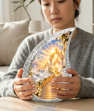 Heavenly Stairway Cremation Urn for Adult Ashes, Golden Heaven Memorial Urn