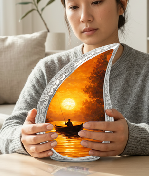 Fishing Sunset Cremation Urn for Dad | Beautiful Fishing Memorial Urn for Male Ashes