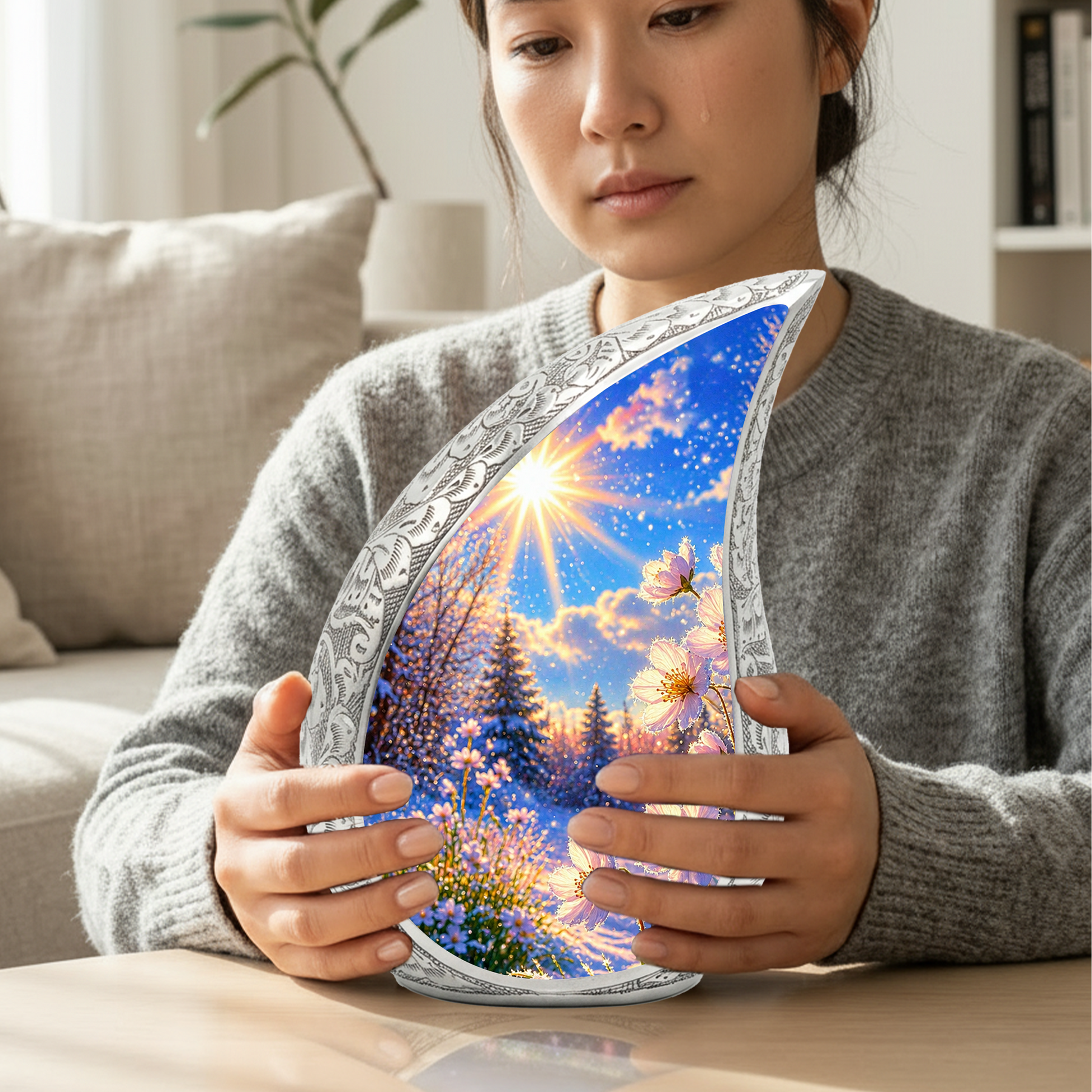 Wildflower Memorial Urn for Mom – Personalized Cremation Urn for Human Ashes | Beautiful Urns for Women