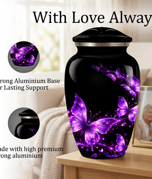 Purple Butterfly Cremation Urn for Ashes | Personalized Adult Memorial Urn | Handmade Butterfly Urn for Human Ashes