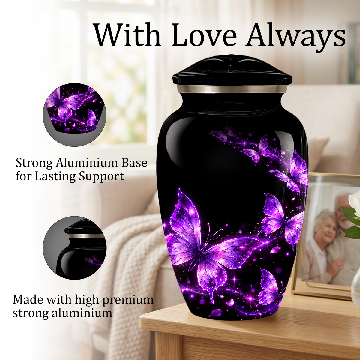 Purple Butterfly Cremation Urn for Ashes | Personalized Adult Memorial Urn | Handmade Butterfly Urn for Human Ashes