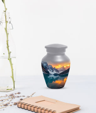 Mountain Lake Sunset Adult Urn for Human Ashes | Scenic Adult Cremation Urn