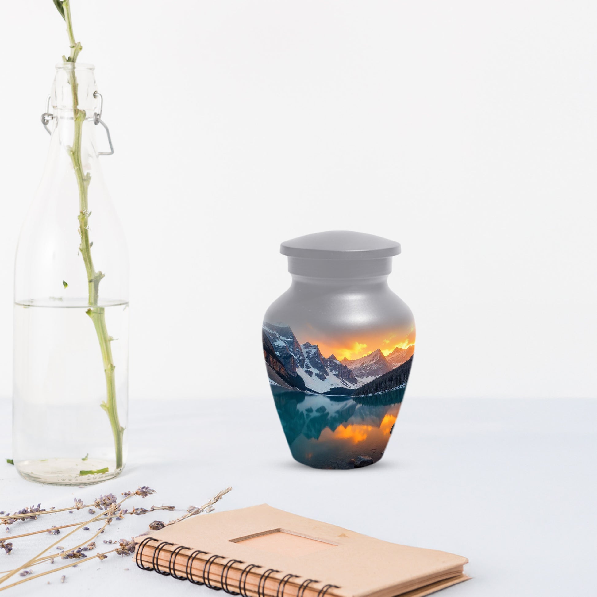 Mountain Lake Sunset Adult Urn for Human Ashes | Scenic Adult Cremation Urn