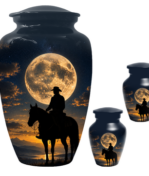 Cowboy Cremation Urn for Dad, Western Horse Memorial Urn for Ashes